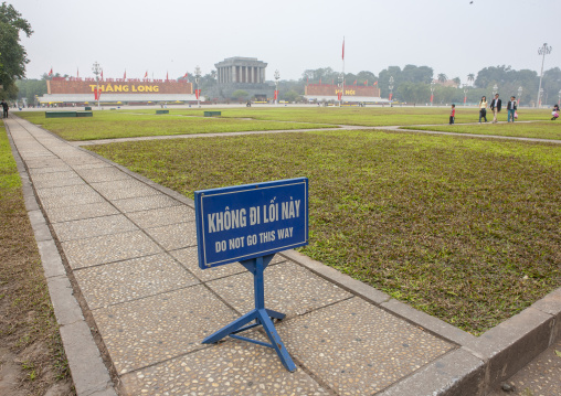 Sign on ba dinh square, Red River Delta, Hanoi, Vietnam