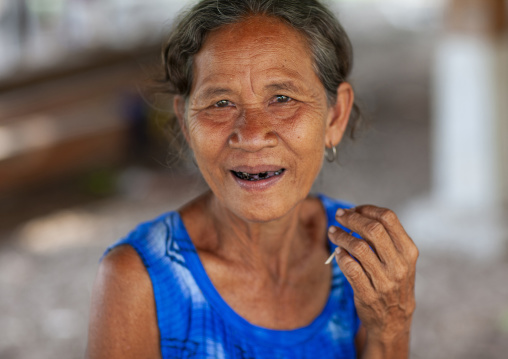 Portrait of a Bru minority old woman, Champassak province, Phonsaad, Laos