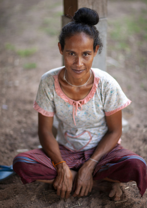 Portrait of a Bru minority woman, Champassak province, Phonsaad, Laos