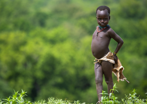 Portrait of a kid from Karo tribe, Korcho, Omo valley, Ethiopia