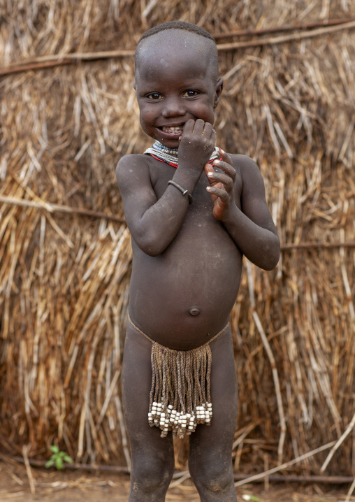 Portrait of a little girl from Karo tribe, Korcho, Omo valley, Ethiopia