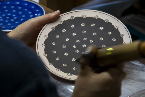 Artisan in Genemongama porcelain atelier, Kyushu region, Arita, Japan