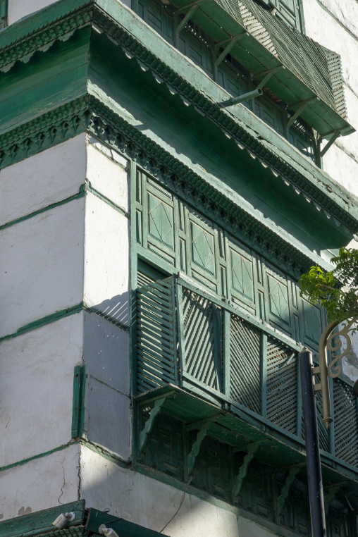 Weathered wooden balconies on an abandoned historic building, Me