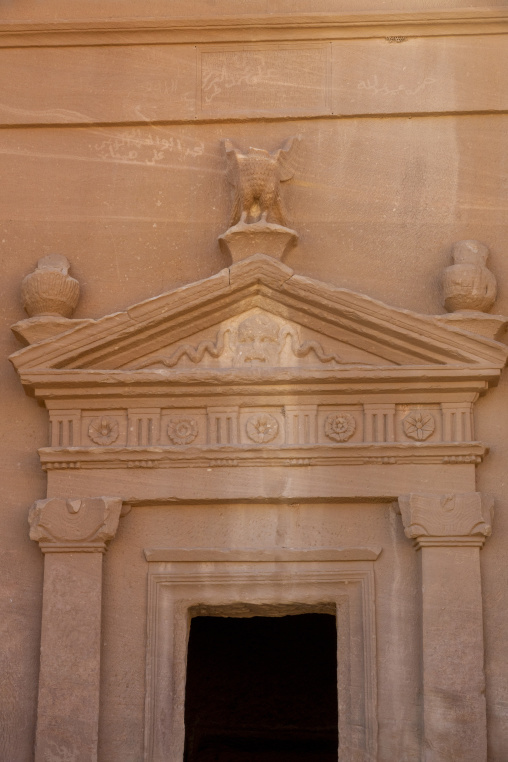Pediment decoration with an eagle sculpture on a Nabataean tomb