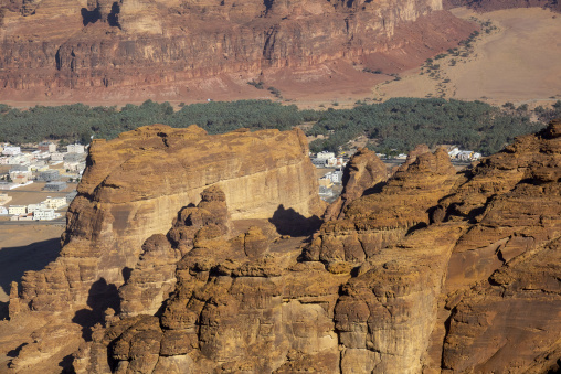 Oasis in the middle of the wadi al-Qura, Al Madinah Province, Alula, Saudi Arabia