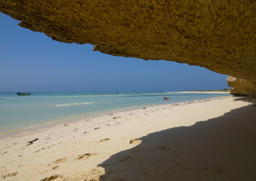 Empty beach with coral rocks, Northern Red Sea, Dahlak, Eritrea
