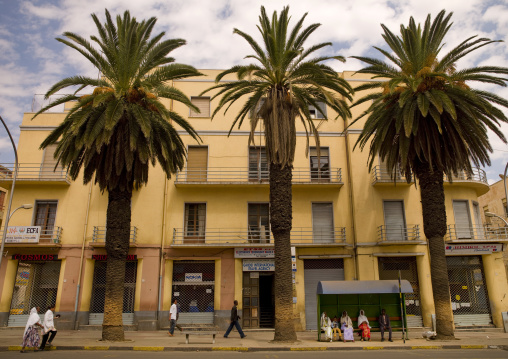 Old italian colonial building in Harnet avenue, Central Region, Asmara, Eritrea