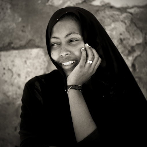 Smiling muslim eritrean woman, Northern Red Sea, Massawa, Eritrea