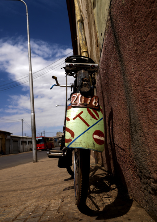 Bicycle with a stop sign in the back, Central Region, Asmara, Eritrea