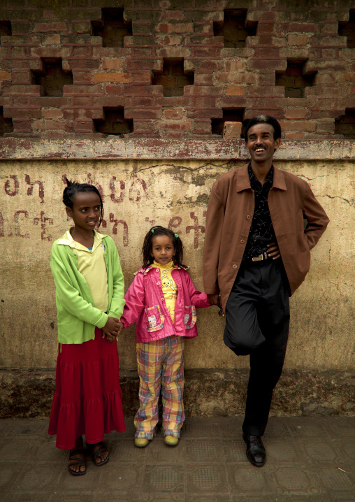 Eritrean family in the street, Central Region, Asmara, Eritrea