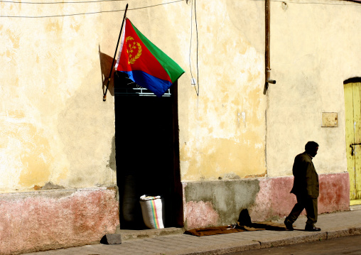 Flag on a shop, Central Region, Asmara, Eritrea
