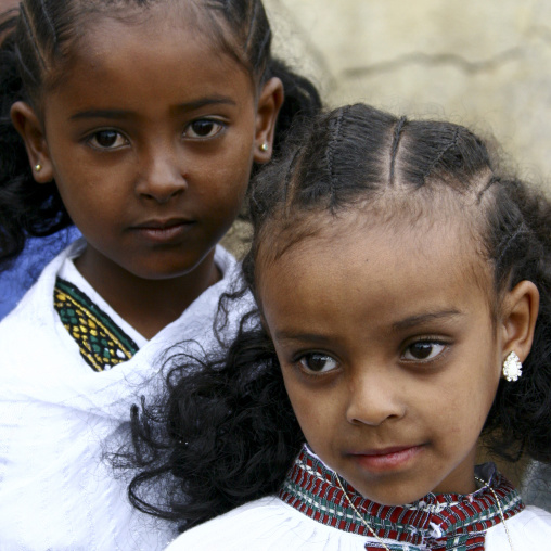 Eritrean girls with traditional hairstyle, Central Region, Asmara, Eritrea