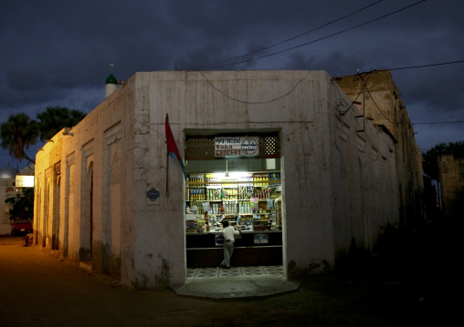 Shop at night in the old quarter, Northern Red Sea, Massawa, Eritrea