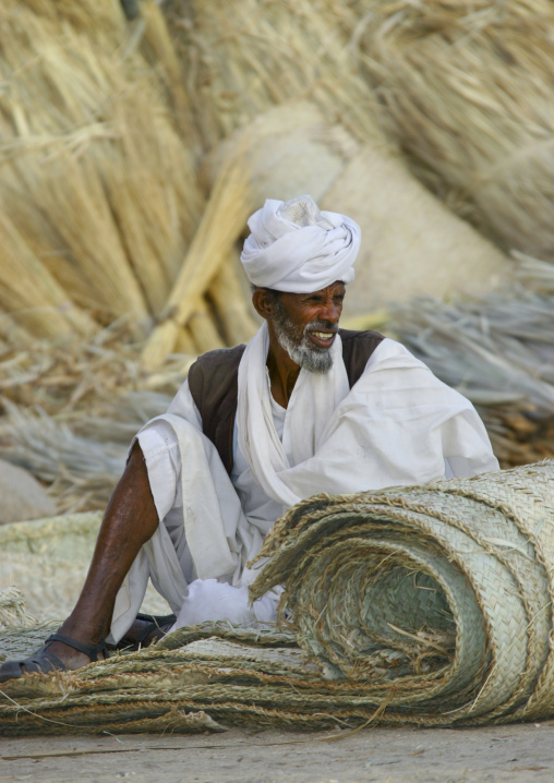 Eritrean man in the carpet market, Anseba, Keren, Eritrea