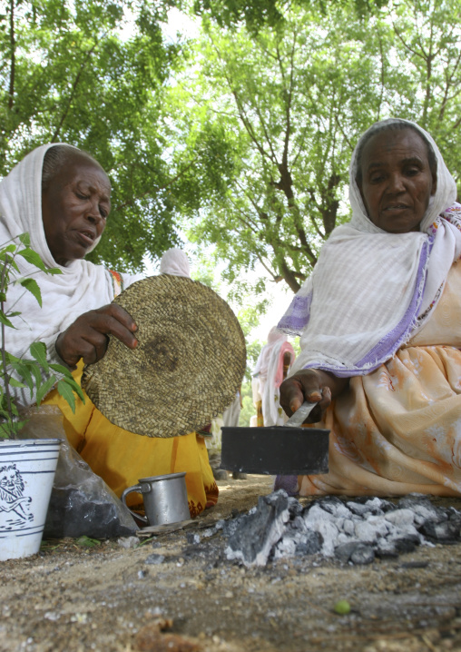 Eritrean women making coffee, Anseba, Keren, Eritrea