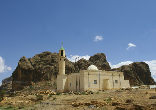 The mosque in front of the mountains, Debub, Senafe, Eritrea