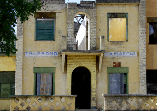 Old tabacoo and telephone italian shops, Central Region, Asmara, Eritrea