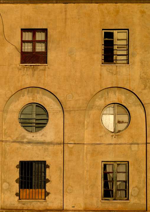 Old italian building in the mercato, Central Region, Asmara, Eritrea