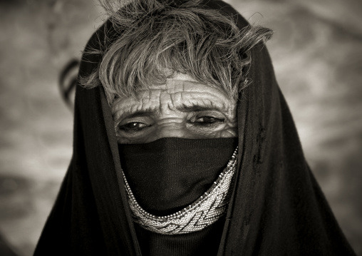 Portrait of a veiled Rashaida old woman, Northern Red Sea, Massawa, Eritrea