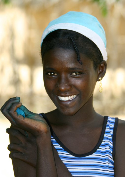 Portrait of a smiling Kunama tribe girl, Gash-Barka Region, Barentu, Eritrea