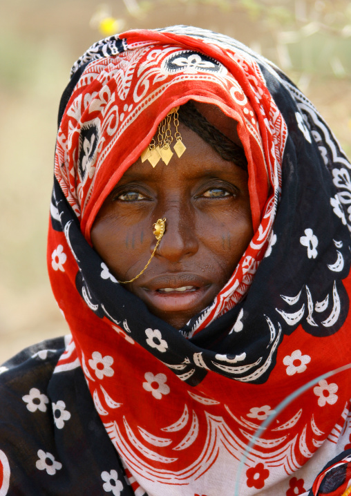 Portrait of an Afar tribe woman in Danakil desert, Northern Red Sea, Thio, Eritrea