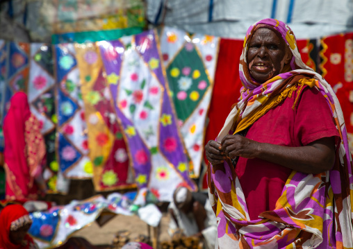 Eritrean woman selling their goods at the colourful monday market, Semien-Keih-Bahri, Keren, Eritrea