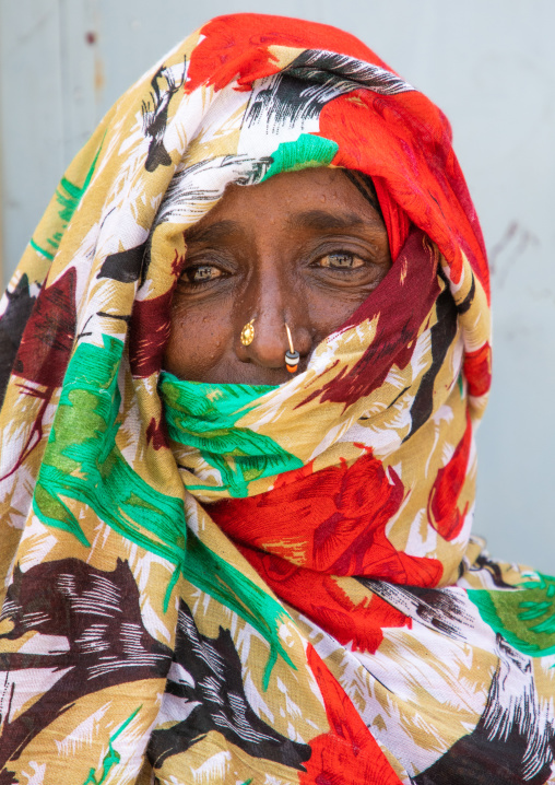 Eritrean woman with a veil and nose ring, Semien-Keih-Bahri, Keren, Eritrea