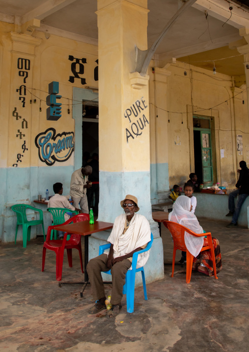 Eritrean people in the bar of the bus station, Semien-Keih-Bahri, Keren, Eritrea