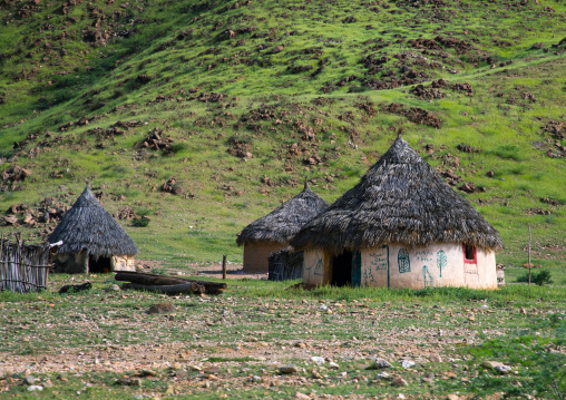 Village with thatched huts, Gash-Barka, Agordat, Eritrea