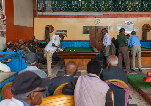 Eritrean men playing snooker in the multi sport bowling, Central region, Asmara, Eritrea