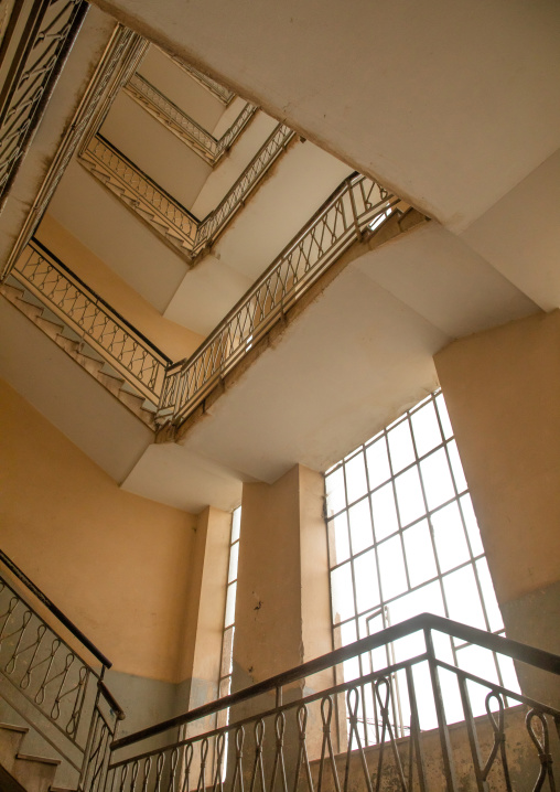 Old art deco style stairs from the italian colonial times, Central region, Asmara, Eritrea