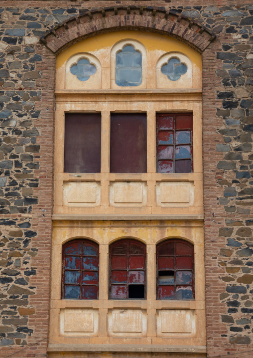 Windows of old opera house from the italian colonial times, Central region, Asmara, Eritrea