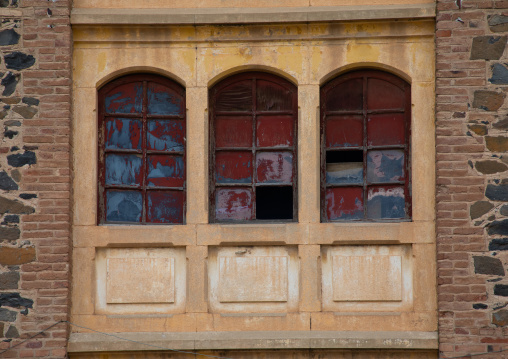 Windows of old opera house from the italian colonial times, Central region, Asmara, Eritrea