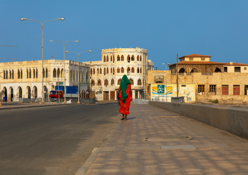 Eritrean woman on the causeway, Northern Red Sea, Massawa, Eritrea