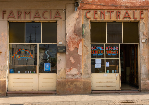 Farmacia centrale from the italian colonial times, Central region, Asmara, Eritrea
