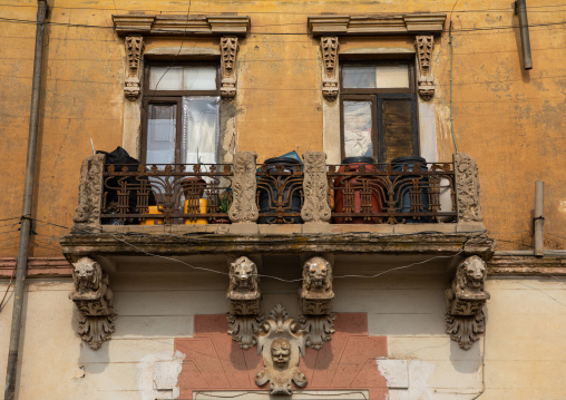 Exterior of old house balcony from the italian colonial times, Central region, Asmara, Eritrea