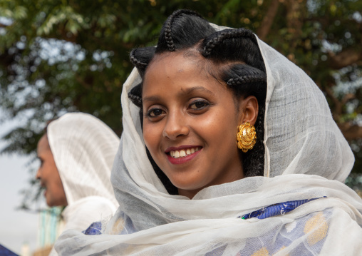 Eritrean woman with traditionbal hairstyle, Central region, Asmara, Eritrea