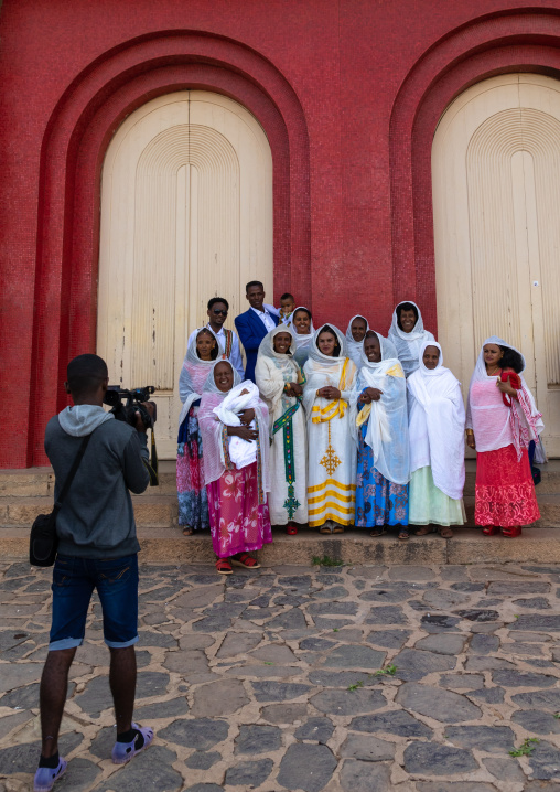 Eritrean people at enda mariam orthodox cathedral, Central region, Asmara, Eritrea