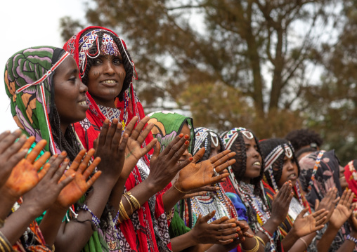 Afar tribe women dancing during expo festival, Central region, Asmara, Eritrea