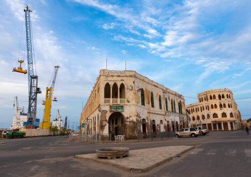 Ottoman architecture buildings in front of the port, Northern Red Sea, Massawa, Eritrea