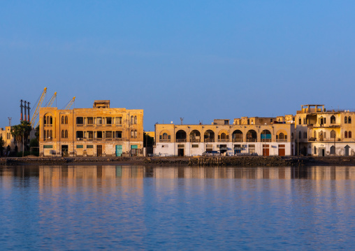 Old ottoman architecture buildings seen from the sea, Northern Red Sea, Massawa, Eritrea