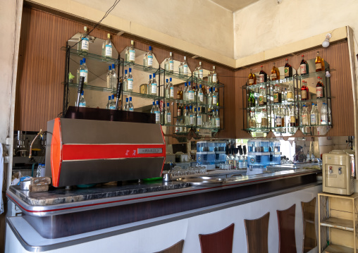 Old italian expresso machine in a bar, Central region, Asmara, Eritrea