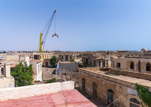 High angle view of the old city and the port, Northern Red Sea, Massawa, Eritrea