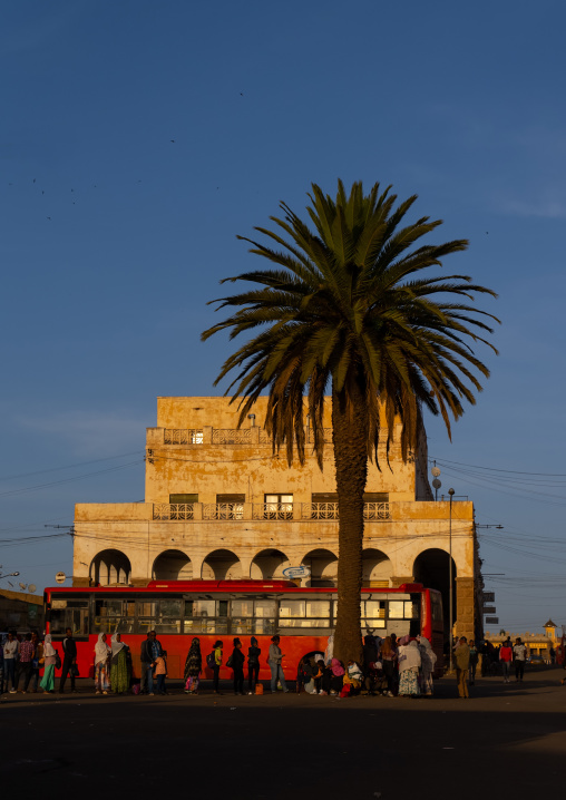 Eritrean people waiting in a bus station, Central Region, Asmara, Eritrea