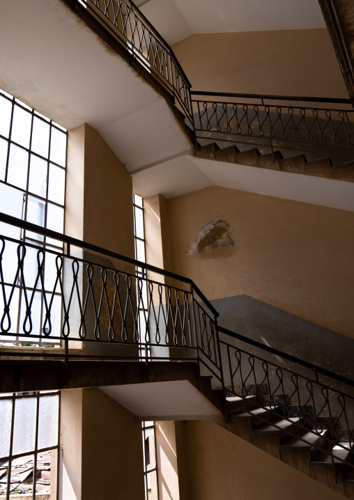 Stairs in an old italian colonial building, Central Region, Asmara, Eritrea