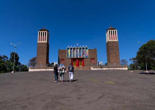Tourists visiting Enda Mariam Orthodox Cathedral, Central Region, Asmara, Eritrea