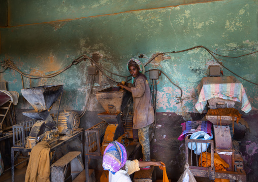 Eritrean women working in a mill, Central Region, Asmara, Eritrea