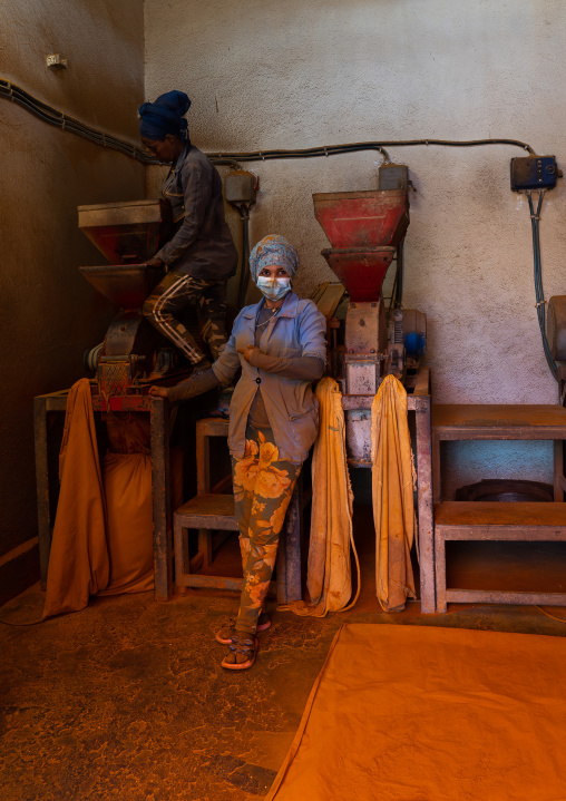 Eritrean women working in a mill, Central Region, Asmara, Eritrea