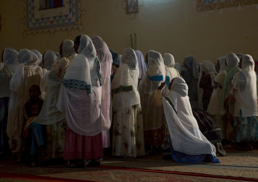 Eritrean people praying in a church, Central Region, Asmara, Eritrea