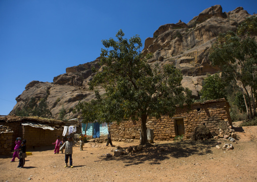 Houses made of stones in the hill, Debub, Senafe, Eritrea